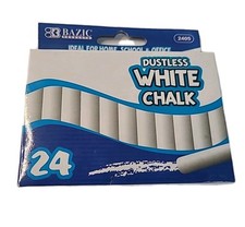 BAZIC Dustless Chalk, White, 24 Per Box 1 