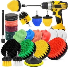 30Pcs Drill Brush Attachment Set,Drill Scrubber Brush Kit Include Scrub Pads
