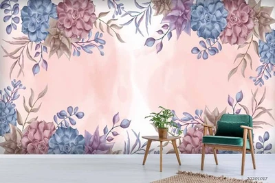 3D Flowers Floral Watercolor Wall Murals Wallpaper Murals Wall Sticker 2 - Image 1 of 4