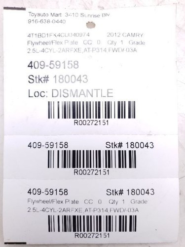 13-18 TOYOTA AVALON 4 CYL 2.5L AUTOMATIC TRANSMISSION FLYWHEEL / FLEX PLATE - Bild 5 von 12