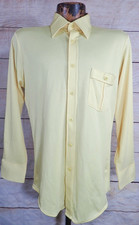 Vintage 70s JC Penney Shirt Mens M Groovy Disco Yellow Dagger Point Collar MCM