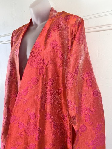 SOLE by SOLEDAD TWOMBLY Red Fuchsia Floral Organza Kimono Coat Robe Sz 42 Minty! - Picture 2 of 9
