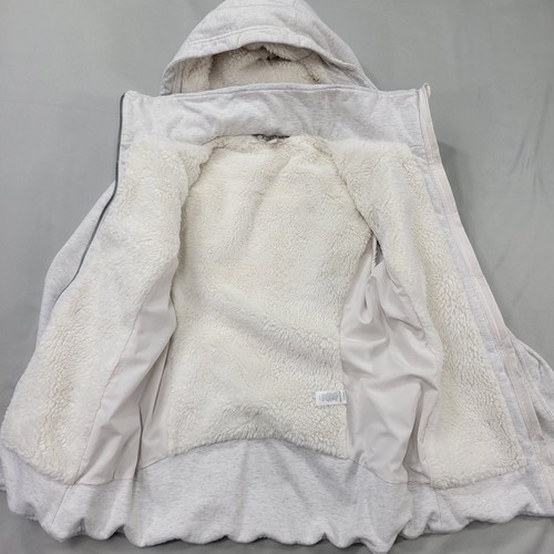 Athleta Luxe Victory Sherpa gefütterte Full Zip Kapuzenjacke hellgrau creme Wmns S - Bild 8 von 12
