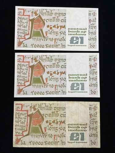 IRELAND 1 Pound 1979/ 1982-84, P-70b & 70c, 2*Original UNC, 1 Circulated,M16 - Picture 2 of 2