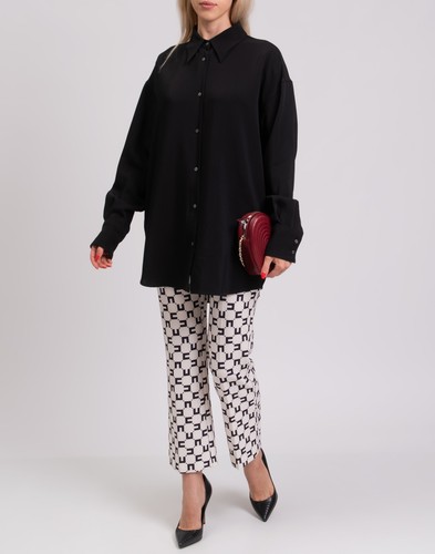PVP €590 FABIANA FILIPPI Camisa Abotonada IT48 US12 UK16 XL Negra Hecha en Italia - Imagen 2 de 8