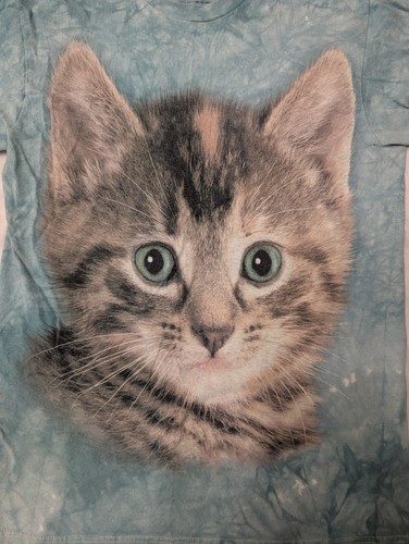 3D Tees By The Mountain Blue Tie Dye Tyler The Kitten Small T-Shirt Cat Face - Picture 2 of 7