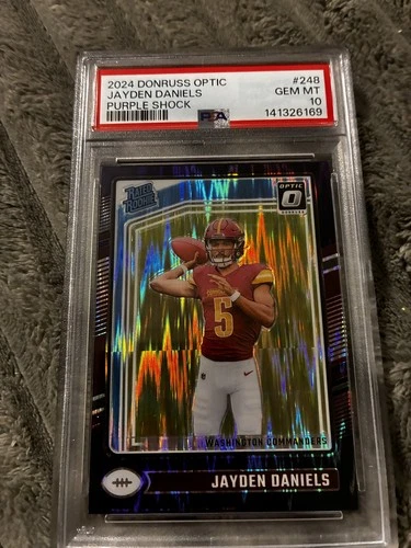 2024 Panini Donruss Optic Rated Rookie Jayden Daniels Purple Shock Prizm PSA 10