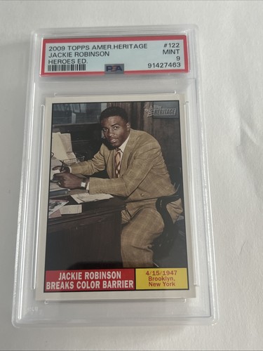 2009 Topps American Heritage 122 Jackie Robinson rompe la barriera di colore PSA 9 POP1 - Foto 2 di 10