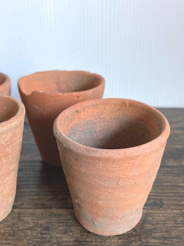 Small Antique Mini Pots Set of 4 Very Rare Made In Belgium Terracotta Material - Picture 7 of 10