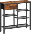 Slim 5-Tier Console Table with Drawer & Storage Shelves, Rustic Industrial