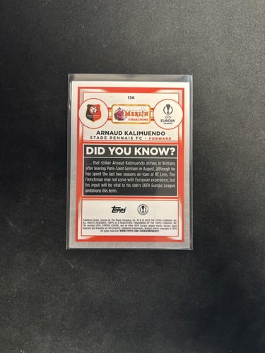 2022 Topps Merlin Chrome UEFA Arnaud Kalimuendo Auto RC Mojo Refractor #/99 - Picture 2 of 2
