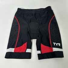 Women  s TYR Competitor 8  Triathlon Shorts Amp Pad Black Red Size Small USA