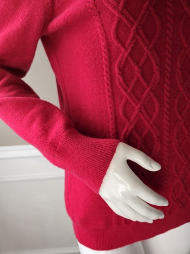 Talbots Pullover Medium rot Zopfmuster Nylon/Lammwolle Knopfakzente - Bild 12 von 15