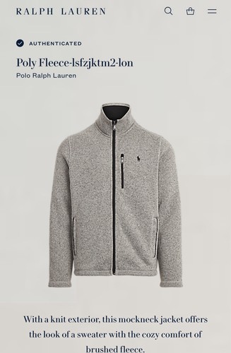 Polo Ralph Lauren Jacket Mens 2XL XXL Gray Bomber Full Zip Fleece preppy Pony - Picture 12 of 12