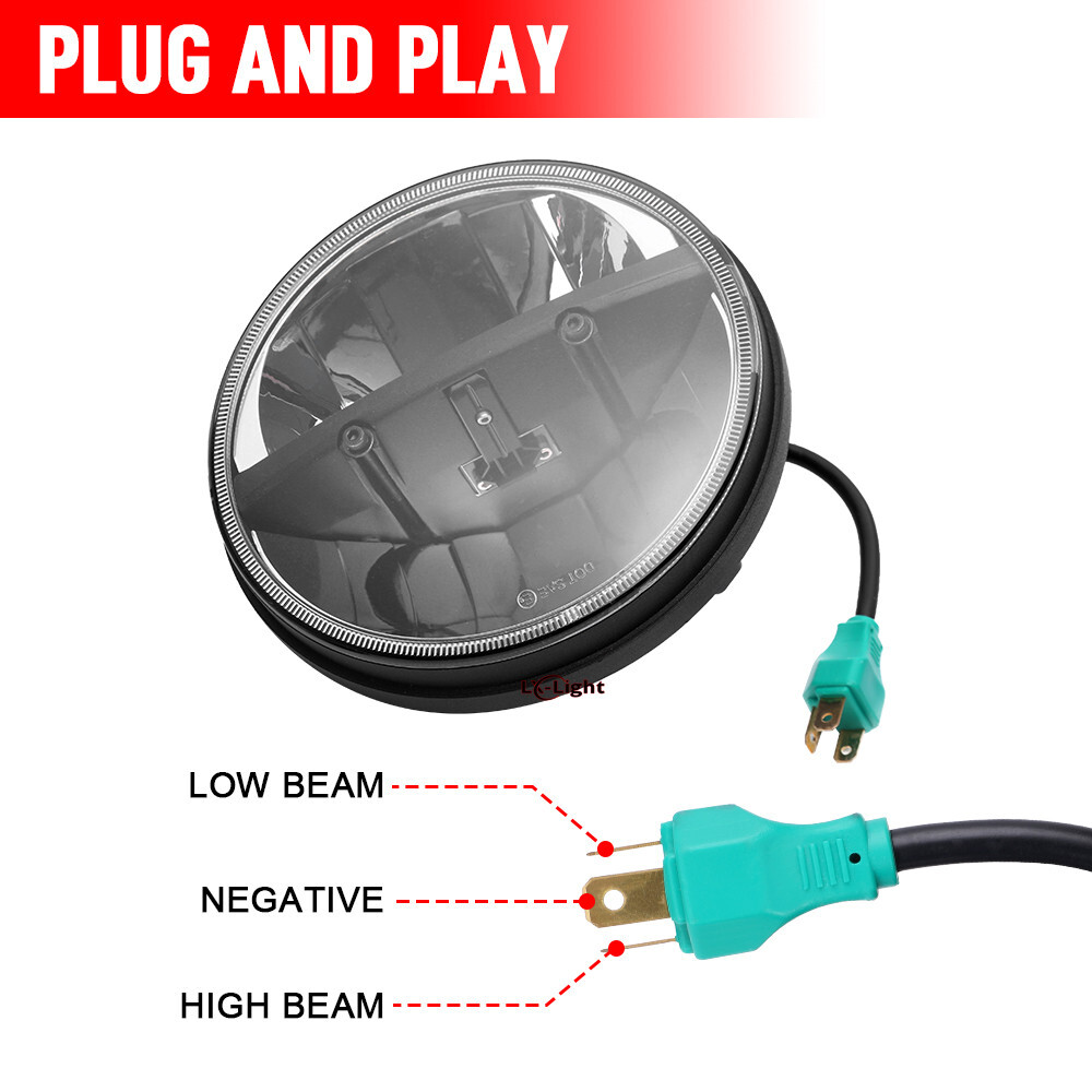 Pair 7 inch Round Led Headlights High&Low Beam for chevy Camaro 1967