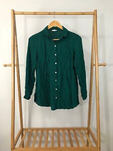 J-Jill-Women-039-s-Green-Button-Front-Rayon-Long-Sleeve-Shirt-Size-S