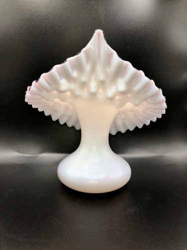 Antique Victorian Amethyst White Art Glass Jack In The Pulpit Vase Hand Blown - Picture 4 of 10