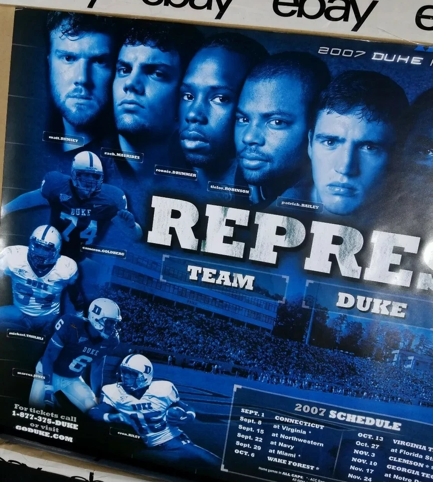 Duke Blue Devils College Football Schedule 2007 Poster Represent  Gatorade (EE) - Image 4 of 4
