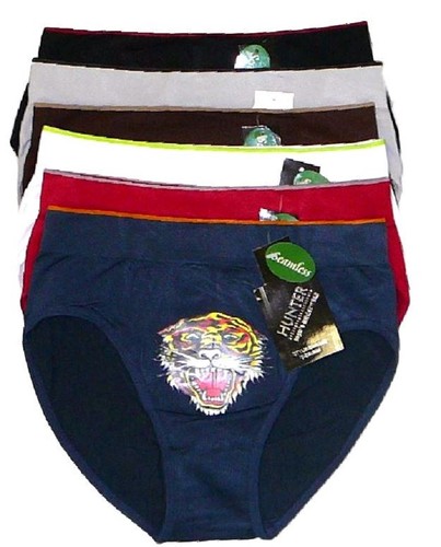 6 Pks Mens Seamless Microfiber Briefs NEW Underwear Sb202 Tiger S/M L/XL - Picture 2 of 4