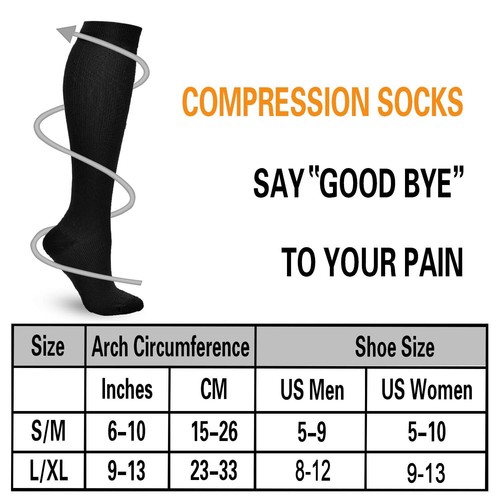 Double Couple 8 Pairs Compression Socks Men Women 20-30 mmHg Knee High Compre... - Picture 2 of 7