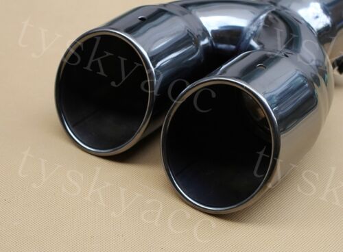 Silenciador de tubo de escape trasero de doble salida trasera de coche universal 76 mm 2,99" entrada - Imagen 4 de 7