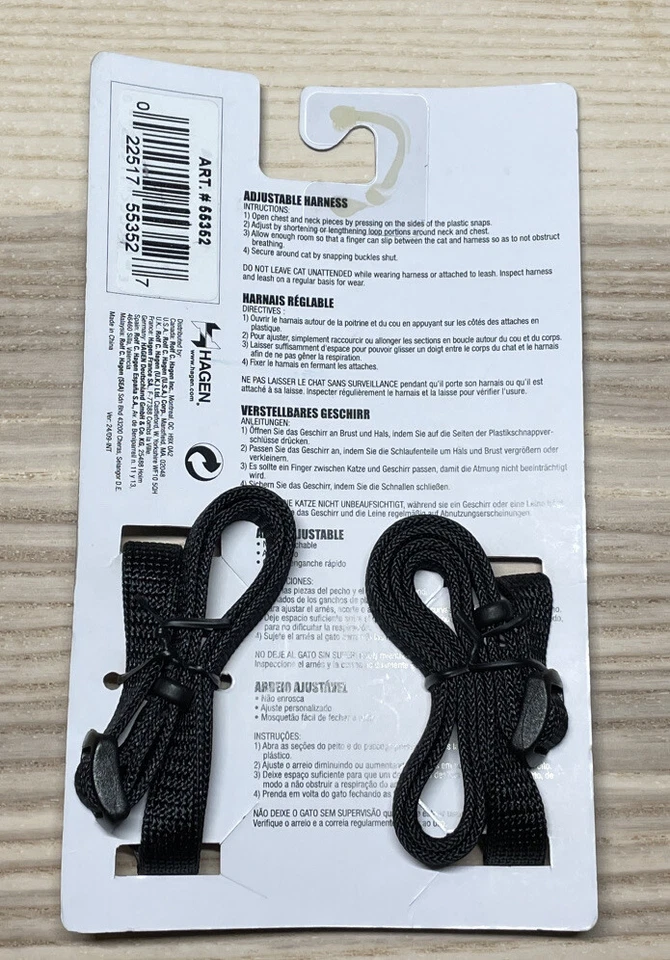Catit Nylon Adjustable Cat Harness, Large, Black NWT - Image 2 of 2