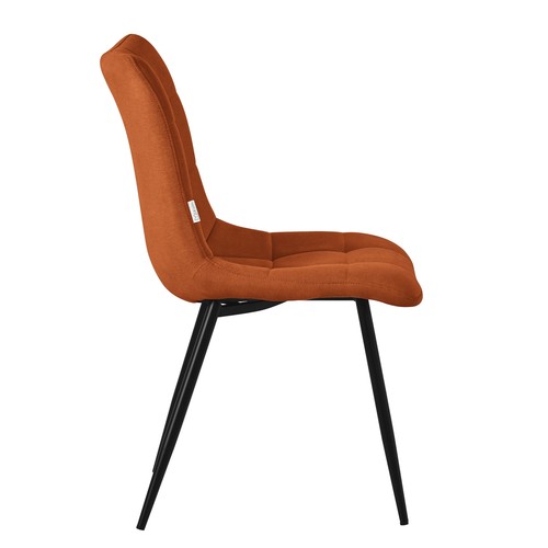Set de 2 sillas de comedor color naranja asiento acolchado con patas de acero - Imagen 3 de 7