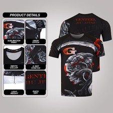 Men s MMA Bjj Rashguard Jiu Jitsu Short Sleeve Rash Guard BJJ No Gi Shirt S size