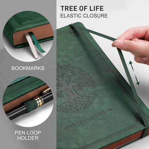 RETTACY Large B5 Leather Journal, Hardback Lined Notebook, with 320 Numbered Pag - Picture 2 of 12