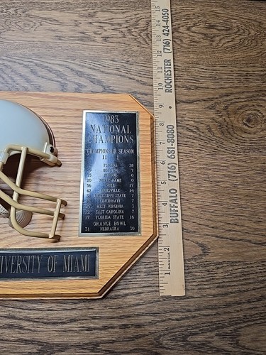 Miami Hurricanes Vtg SharCo Mini Helmet Wooden Plaque 1983 National Champions  - Picture 15 of 15