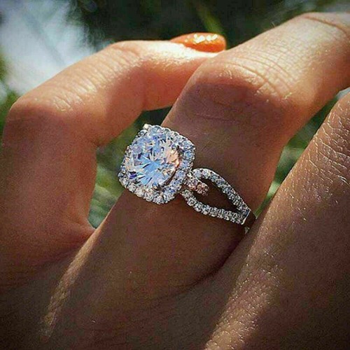 Fashion Ring Cushion Cut Zircon Diamond Stone 925 Sterling Silver White Sapphire - Picture 49 of 51