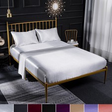4 Pieces Silk Satin Fitted Sheet Set Bedding Set Mattress Covers Deep Pocket