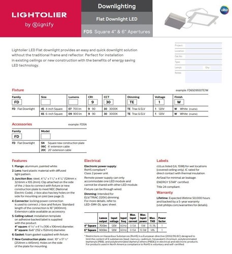 FLAT DOWNLIGHT LED FEDS 4 INCH Lightolier by Signify (BRAND NEW) - Picture 4 of 6