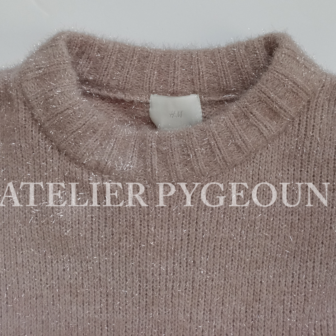 NWT H&M Glittery Fluffy Knit Sweater Dress Powder Pink Relaxed Fit Mini Size S NWT H&M Glittery Fluffy Knit Sweater Dress Powder Pink Relaxed Fit Mini Size S