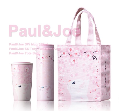 Starbucks 2017 collaboration Paul & Joe tote bag double wall mug SS Troy SET EMS - Afbeelding 1 van 12