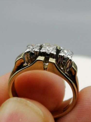 Impressionante anello oro 585 con 3 grandi brillanti, 4,93 grammi, misura 51 - Foto 5 di 11