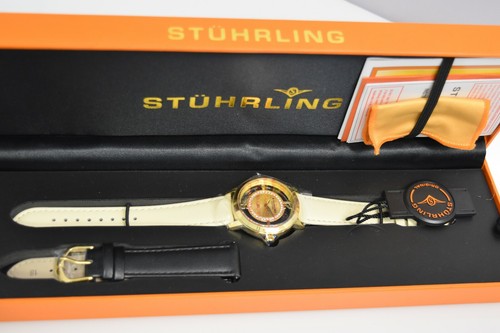 Nuevo Reloj Stuhrling Cuero Beige Cuarzo Suizo YG Ver A través de Cristales 388L2.JUEGO.02 - Imagen 2 de 3