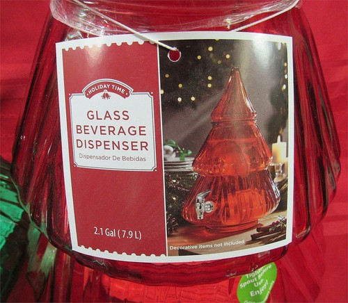 NEW 5PC HOLIDAY TIME GLASS CHRISTMAS TREE 2.1 GALLON BEVERAGE DISPENSERS*SIPPERS - Picture 3 of 10