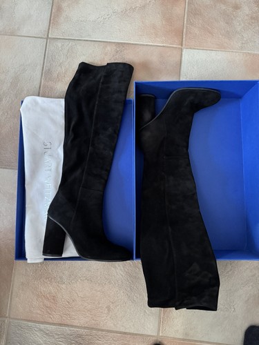 Stuart Weitzman Eloise 95 Suede Knee High Heeled Boots in Black Size US 7.5 - Picture 2 of 6