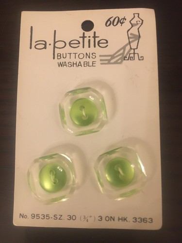 Vintage "la petite" No. 9535 Clear Octagon Buttons w/smaller round inset - Picture 2 of 4