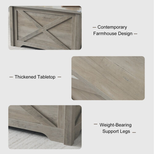 Farmhouse Square Coffee Table Wood Center Table w/Hidden Storage Compartment,US - Picture 6 of 11