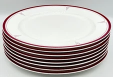 SET OF 8 LENOX RED & WHITE RITTENHOUSE SQUARE 11" DINNER PLATES