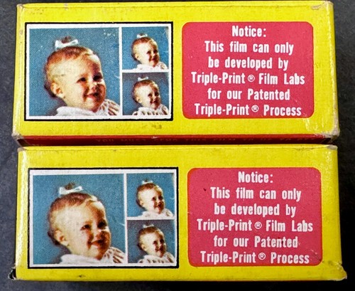 F019 berühmte Marke Triple Print 127 Farbfilm 12 Belichtungen abgelaufen 1975 2 Rollen