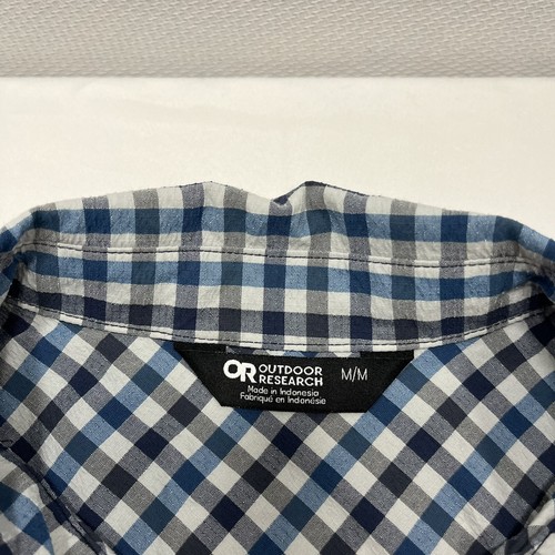 Outdoor Research Shirt Mens Medium Blue White Check Wanderer Button Up Hiking - Picture 3 of 9