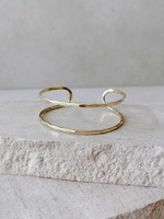 Goldener Verstellbarer Armreif, GehäMmert Strukturiert, Armreif Aus Messing, Go