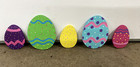 EASTER EGG DECORATION WOOD CUTOUT OUTDOOR ART SIGN, EASTER EGG MARKERS, Set of 5