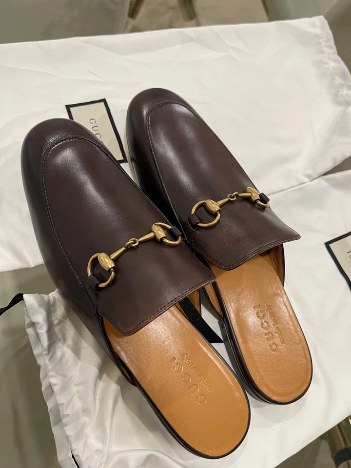 Gucci Princetown Cuero Mules Talla 9 Hombre’s Gucci Zapatos Cuero Marrón