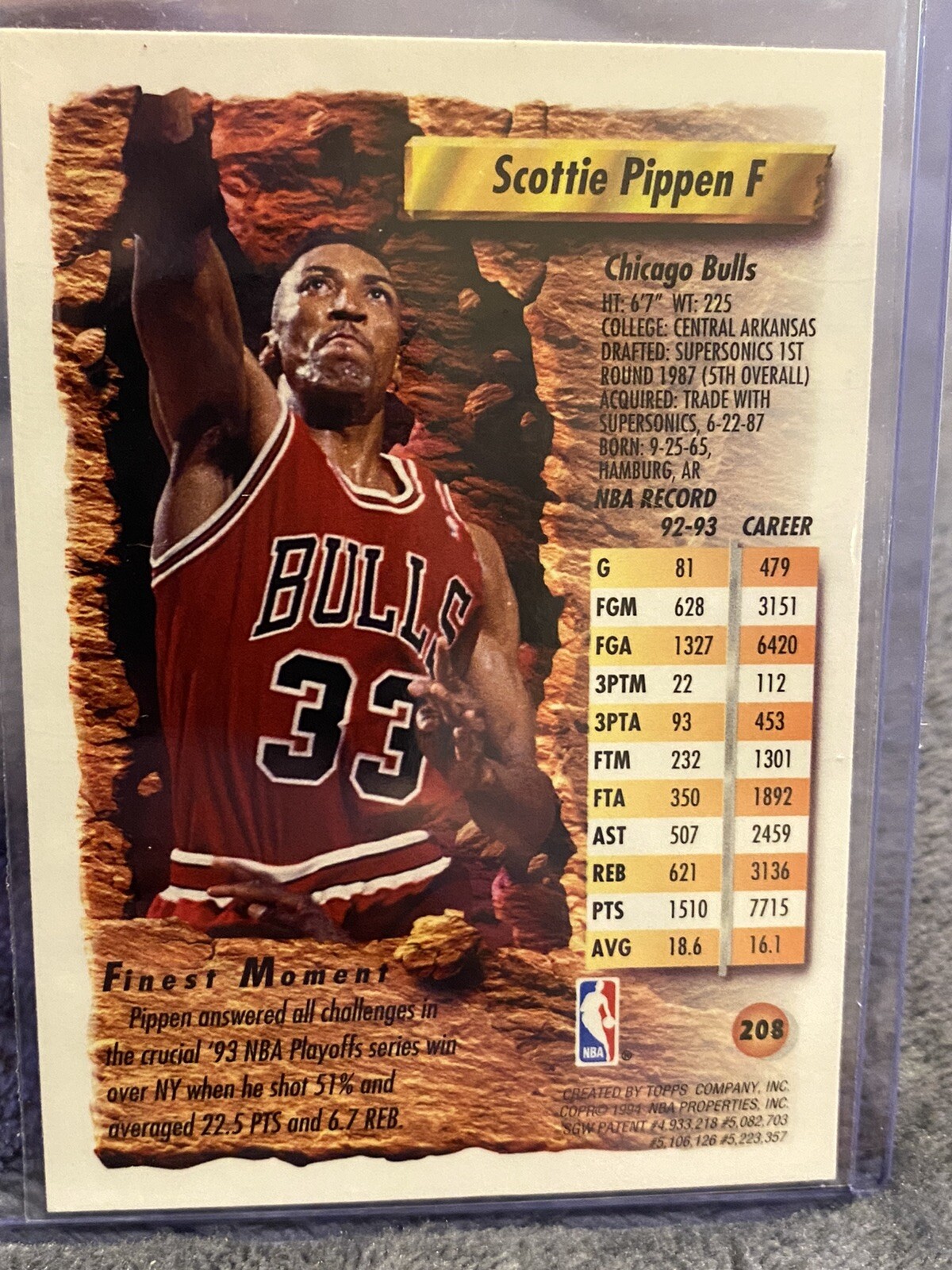 1993-94+Topps+Finest+-+%23208+Scottie+Pippen for sale online | eBay