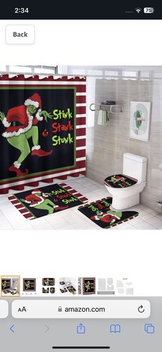 Christmas Bathroom Curtain And Rug Set - Afbeelding 1 van 4