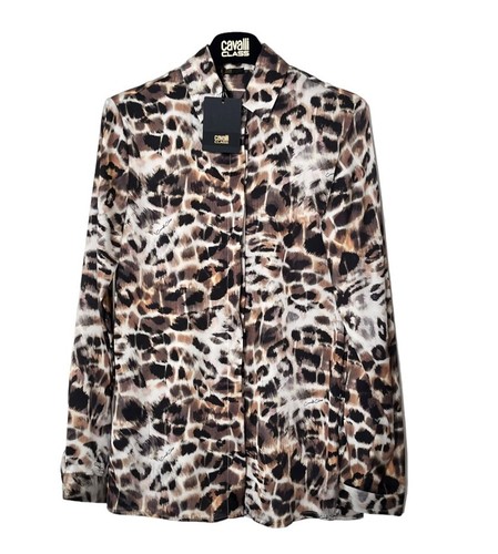 ROBERTO CAVALLI CLASS Damen Langarm Bluse beige braun Leo Print NEU ETIKETT! - Bild 11 von 12